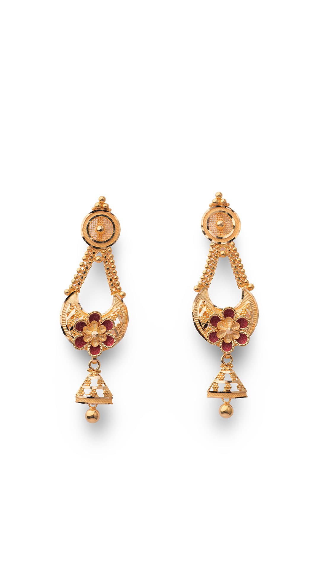 Gold Floral Jhumka Earrings