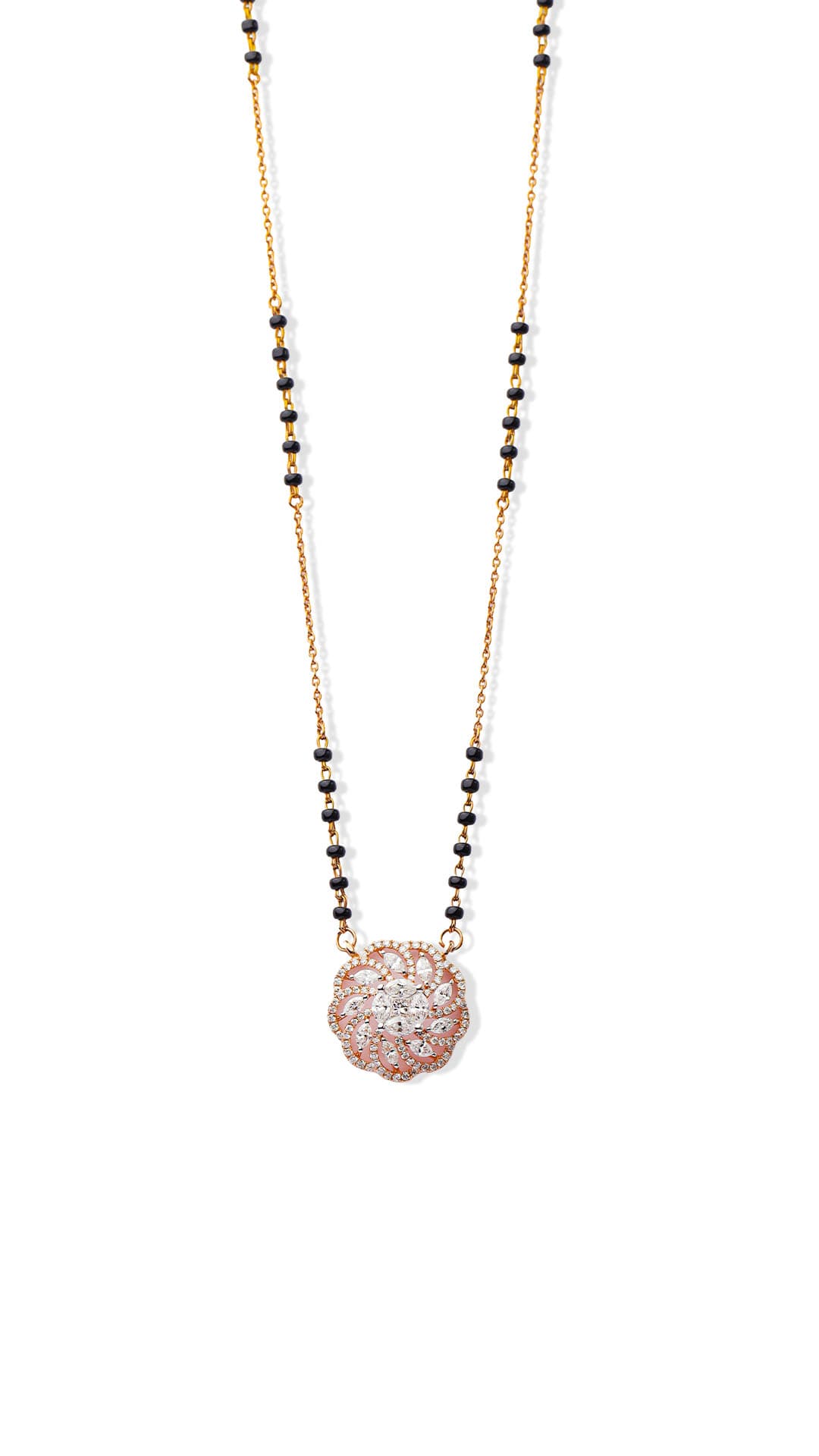 Floral Pendant Diamond Mangalsutra